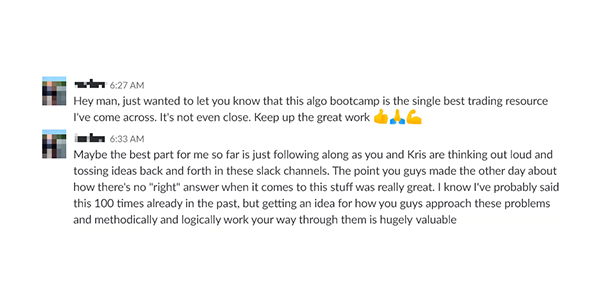 testimonials from past Bootcampers