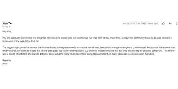 past students have to say about their Robot Wealth Bootcamp experience